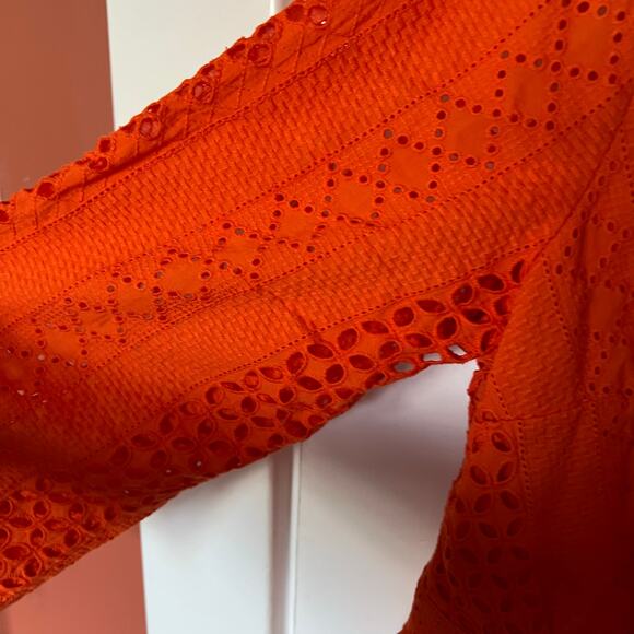 J. Crew resort Orange Eyelet Wrap Top SZ 12 - Picture 7 of 8